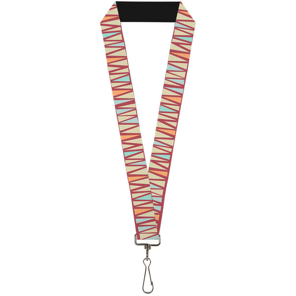 Buckle-Down Lanyard - 1.0" - Zig Zag Doodle Red Tan Blues Orange