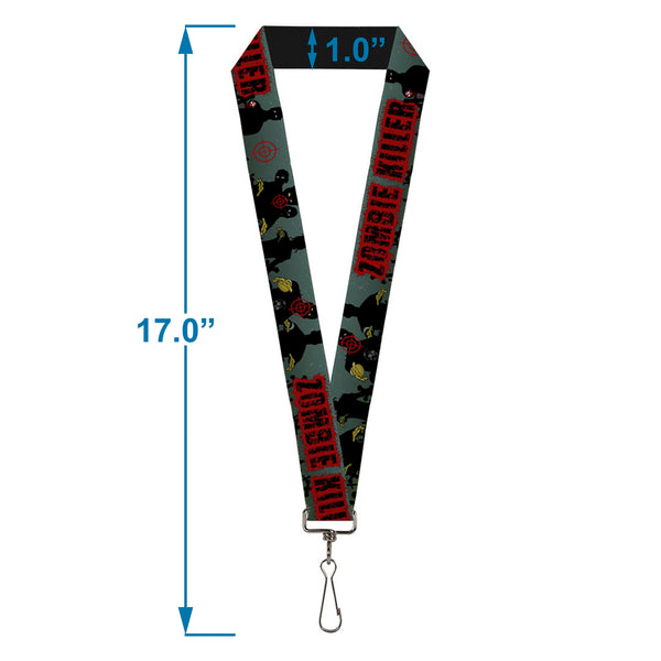 Buckle-Down Lanyard - 1.0" - ZOMBIE KILLER Zombie March Green Red Black