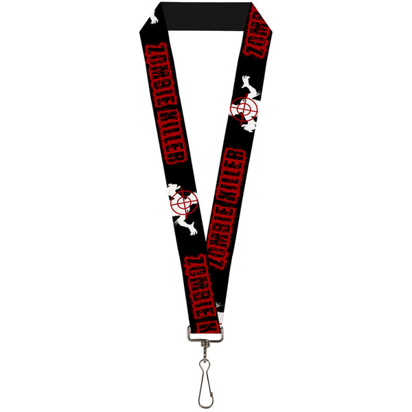 Buckle-Down Lanyard - 1.0" - ZOMBIE KILLER Zombie Target Black White Red