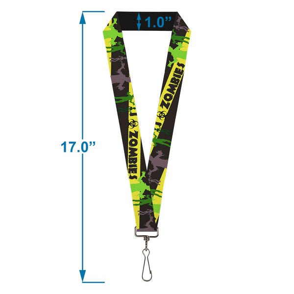 Buckle-Down Lanyard - 1.0" - Zombies Biohazard Black Yellow Green