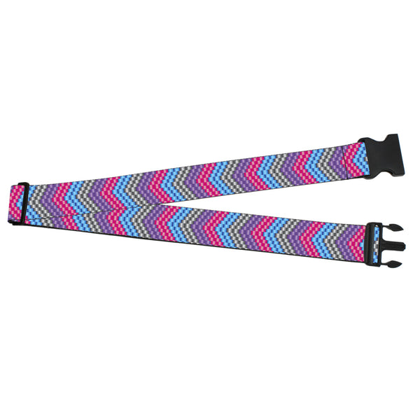 Buckle-Down Luggage Strap - 2.0" - Chevron Weave Gray/Lavender/Pink/Baby Blue