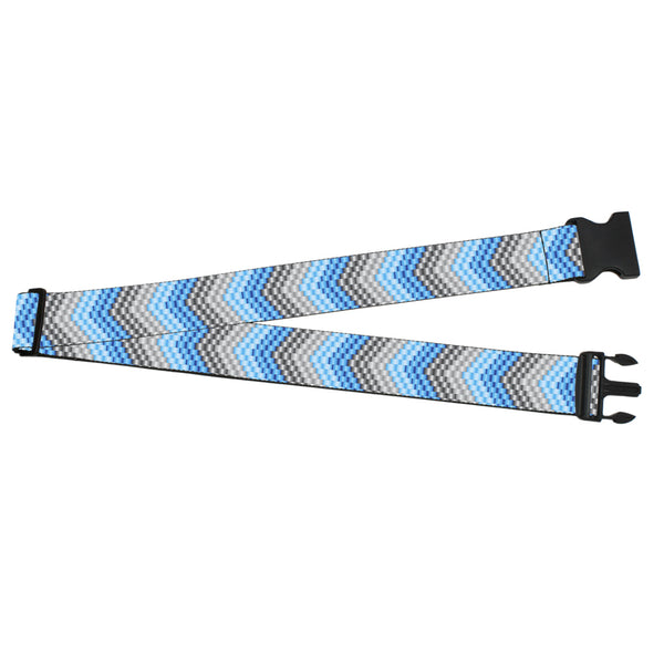 Buckle-Down Luggage Strap - 2.0" - Chevron Weave Grays/Blues