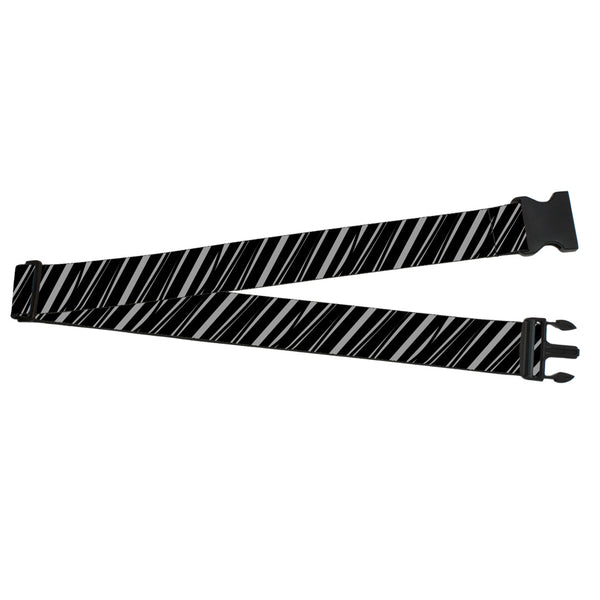 Buckle-Down Luggage Strap - 2.0" - Diagonal Stripes Scribble Gray/Black