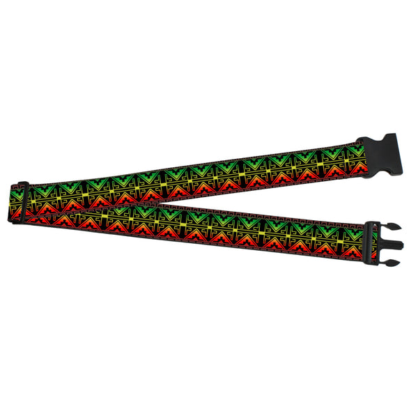 Buckle-Down Luggage Strap - 2.0" - Geomteric2 Black/Red/Yellow/Green