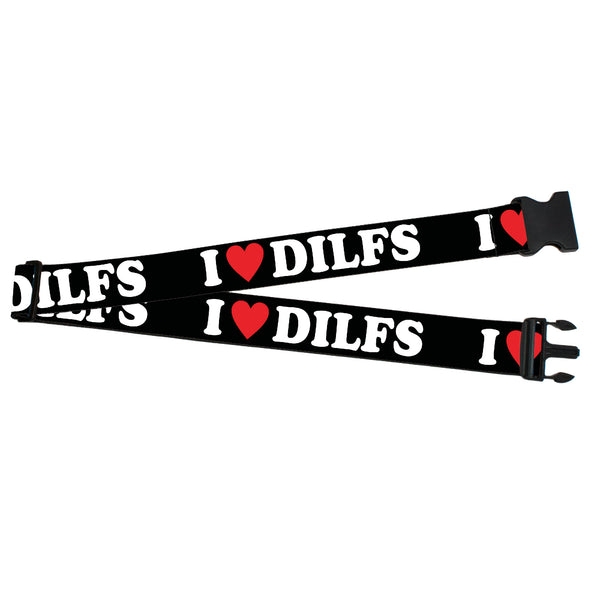 Buckle-Down Luggage Strap - 2.0" - I "HEART" DILFS Black/White/Red