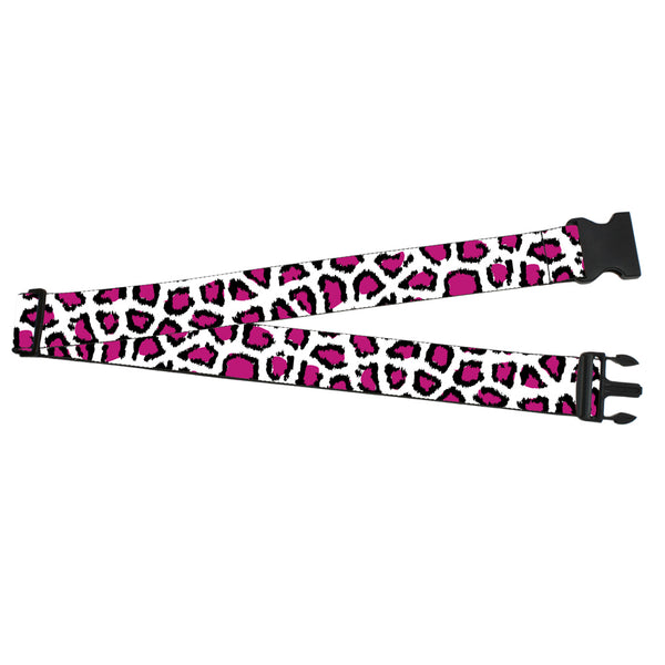 Buckle-Down Luggage Strap - 2.0" - Leopard White/Fuchsia
