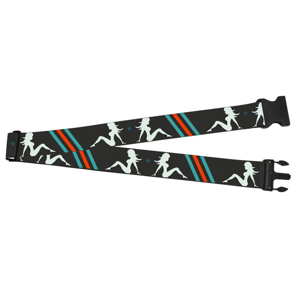 Buckle-Down Luggage Strap - 2.0" - Mud Flap Girls w/Stripes Gray/Turquoise/Orange