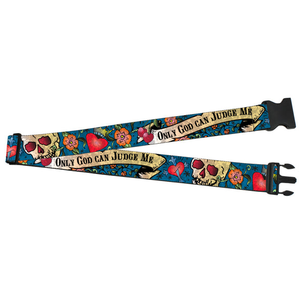 Buckle-Down Luggage Strap - 2.0" - Only God Can Judge Me Blue