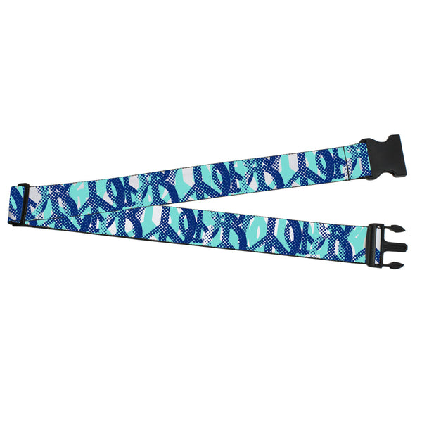 Buckle-Down Luggage Strap - 2.0" - Peace Dots White/Blue