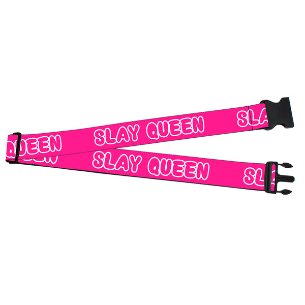 Buckle-Down Luggage Strap - 2.0" - SLAY QUEEN Bubble Text Pink/White