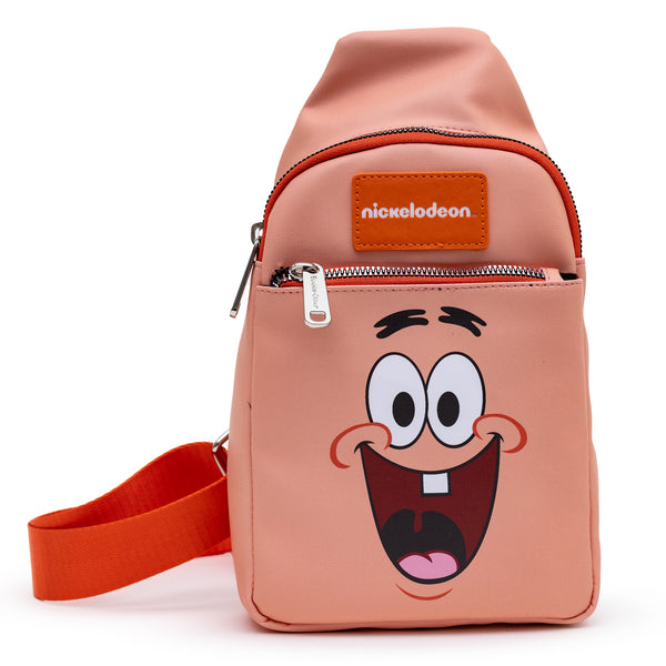 Buckle-Down Nickelodeon Bag Sling SpongeBob Patrick Star Close Up Salmon Orange Bounding Vegan Leather