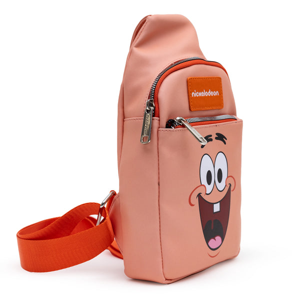 Buckle-Down Nickelodeon Bag Sling SpongeBob Patrick Star Close Up Salmon Orange Bounding Vegan Leather