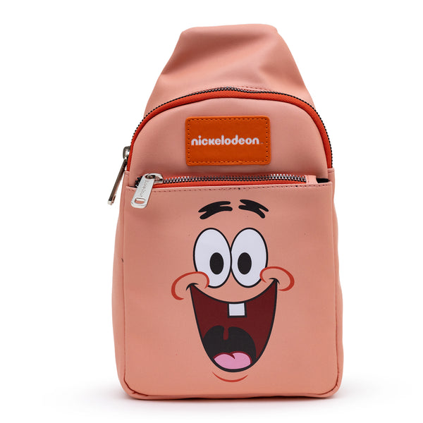 Buckle-Down Nickelodeon Bag Sling SpongeBob Patrick Star Close Up Salmon Orange Bounding Vegan Leather