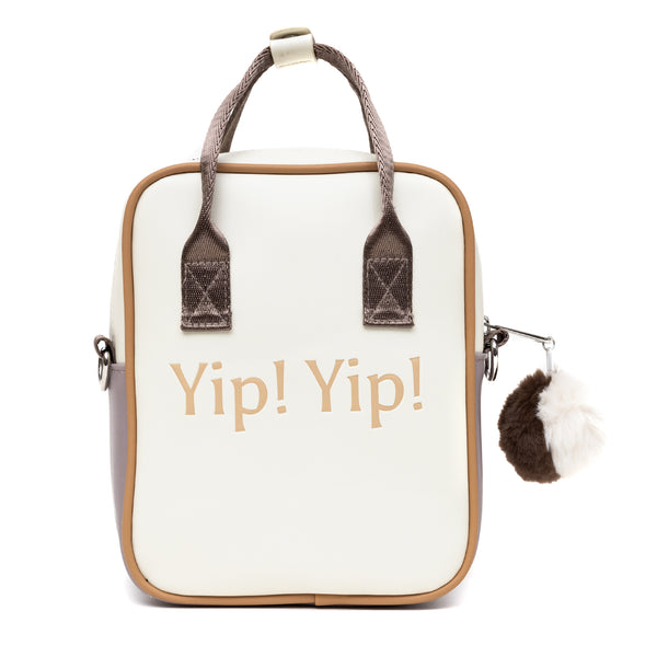 Buckle-Down Nickelodeon Vegan Leather Cross Body Backpack For Men And Women With Adjustable Strap Avatar Appa Furry Face And YIP YIP Text Debossed Tan