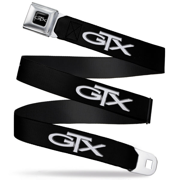 Buckle-Down Plymouth GTX Emblem Full Color Black Silver Fade White Seatbelt Belt - Plymouth GTX Emblem Black/Silver Fade/White Webbing