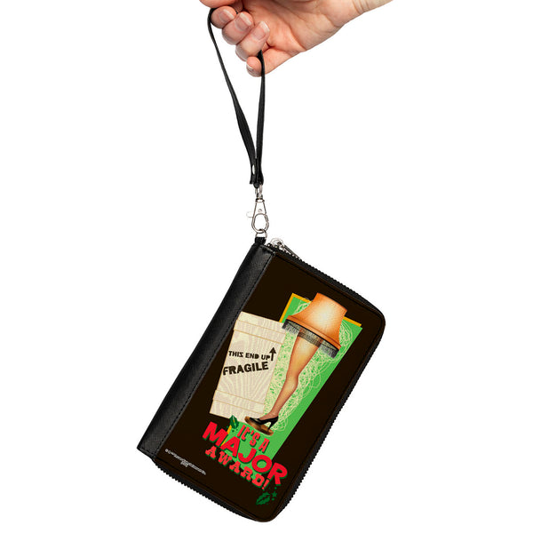 Buckle-Down PU Zip Around Wallet Rectangle - A Christmas Story Lamp IT'S A MAJOR AWARD Quote Black/Green/Red