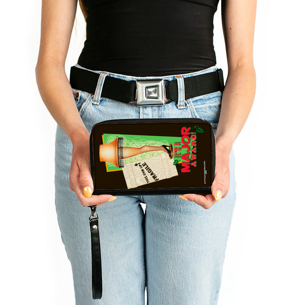 Buckle-Down PU Zip Around Wallet Rectangle - A Christmas Story Lamp IT'S A MAJOR AWARD Quote Black/Green/Red