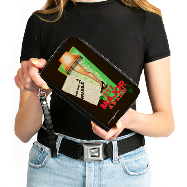 Buckle-Down PU Zip Around Wallet Rectangle - A Christmas Story Lamp IT'S A MAJOR AWARD Quote Black/Green/Red