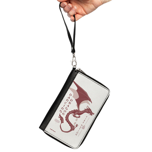 Buckle-Down PU Zip Around Wallet Rectangle - Avatar Last Airbender DANCING DRAGON FIRE NATION White/Pinks