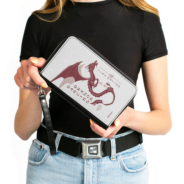 Buckle-Down PU Zip Around Wallet Rectangle - Avatar Last Airbender DANCING DRAGON FIRE NATION White/Pinks