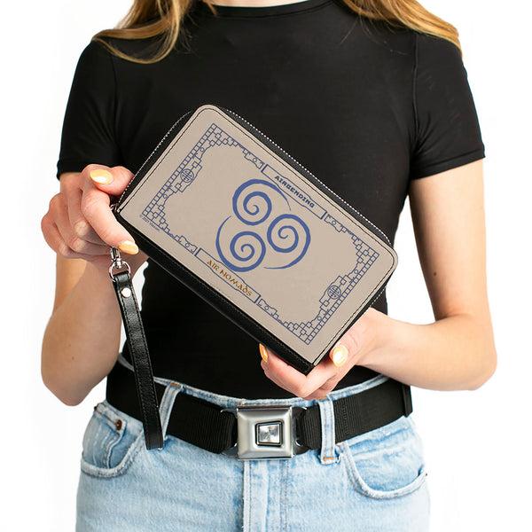 Buckle-Down PU Zip Around Wallet Rectangle - Avatar The Last Airbender AIRBENDING AIR NOMADS Icon Cream Blues