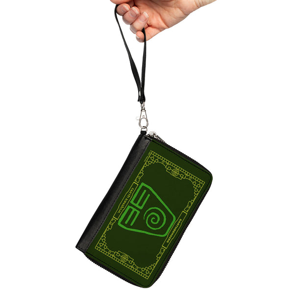 Buckle-Down PU Zip Around Wallet Rectangle - Avatar The Last Airbender EARTHBENDING EARTH KINGDOM Icon Greens Yellow