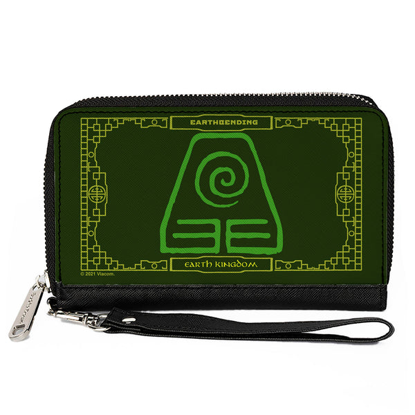 Buckle-Down PU Zip Around Wallet Rectangle - Avatar the Last Airbender EARTHBENDING EARTH KINGDOM Icon Greens Yellow