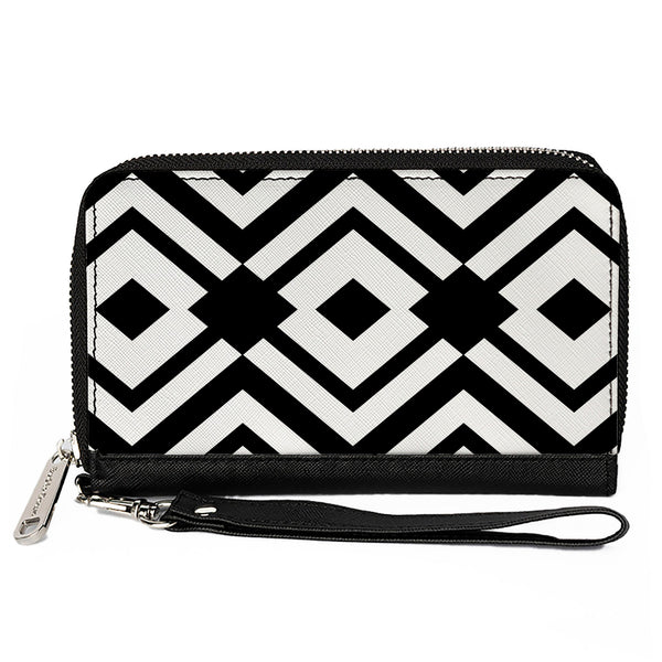 Buckle-Down PU Zip Around Wallet Rectangle - Aztec2 White/Black
