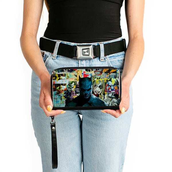Buckle-Down PU Zip Around Wallet Rectangle - Batman And Gotham City Villains Torn Faces Graffiti Collage2