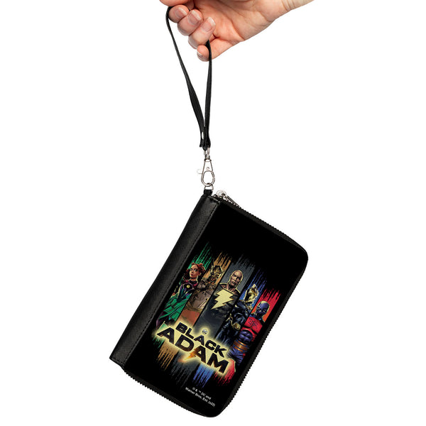 Buckle-Down PU Zip Around Wallet Rectangle - Black Adam And Justice Society Group Pose With Logo Black Multi Color
