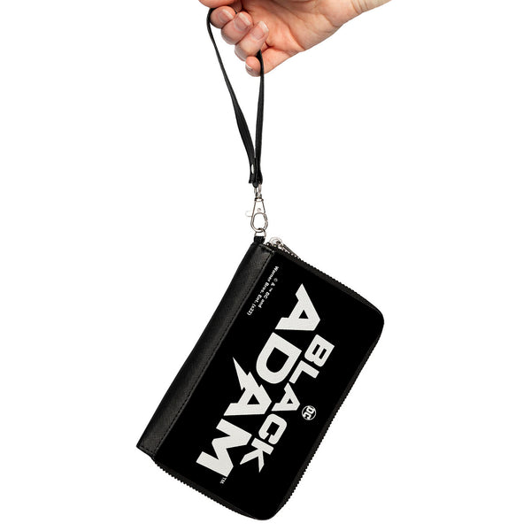 Buckle-Down PU Zip Around Wallet Rectangle - BLACK ADAM Title Logo Black White