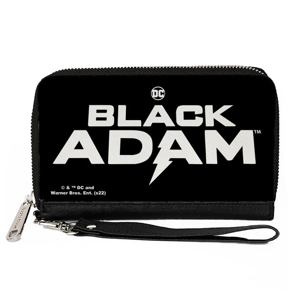 Buckle-Down PU Zip Around Wallet Rectangle - BLACK ADAM Title Logo Black White