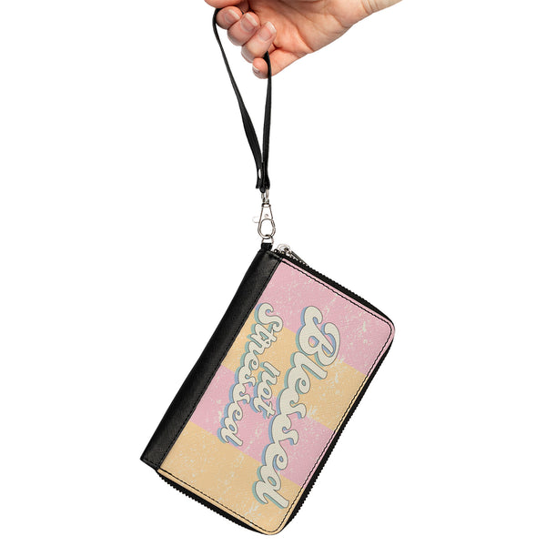 Buckle-Down PU Zip Around Wallet Rectangle - BLESSED NOT STRESSED Quote Stripe Orange Pink White