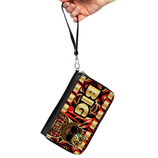 Buckle-Down PU Zip Around Wallet Rectangle - Blinged Out BIG Bear Face CLOSE-UP Multi Color