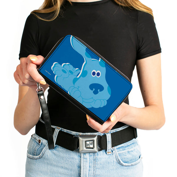 Buckle-Down PU Zip Around Wallet Rectangle - Blue's Clues Blue Full Body Smiling Pose Blues