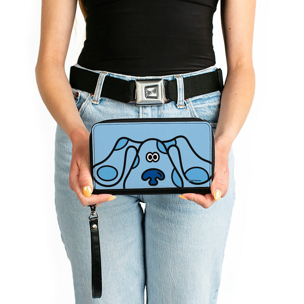 Buckle-Down PU Zip Around Wallet Rectangle - Blue's Clues Blue Face Blues