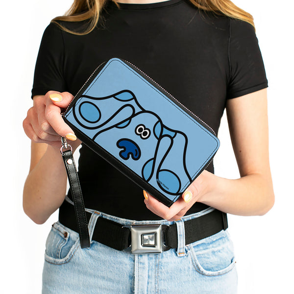 Buckle-Down PU Zip Around Wallet Rectangle - Blue's Clues Blue Face Blues