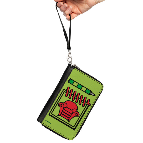 Buckle-Down PU Zip Around Wallet Rectangle - Blue's Clues Steve's Handy Dandy Notebook Thinking Chair + Stripes Paw Greens Red Blue