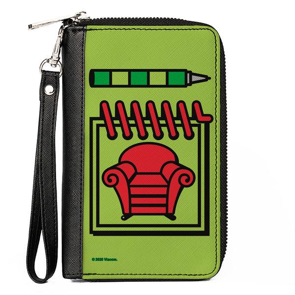 Buckle-Down PU Zip Around Wallet Rectangle - Blue's Clues Steve's Handy Dandy Notebook Thinking Chair + Stripes Paw Greens Red Blue