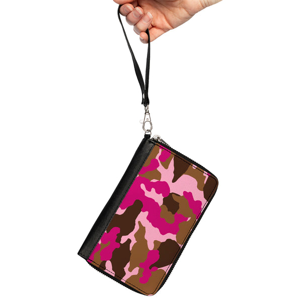 Buckle-Down PU Zip Around Wallet Rectangle - Camo Pink
