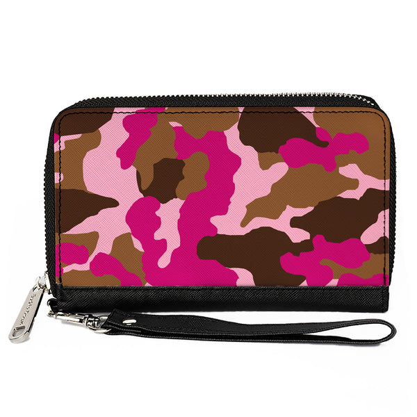 Buckle-Down PU Zip Around Wallet Rectangle - Camo Pink
