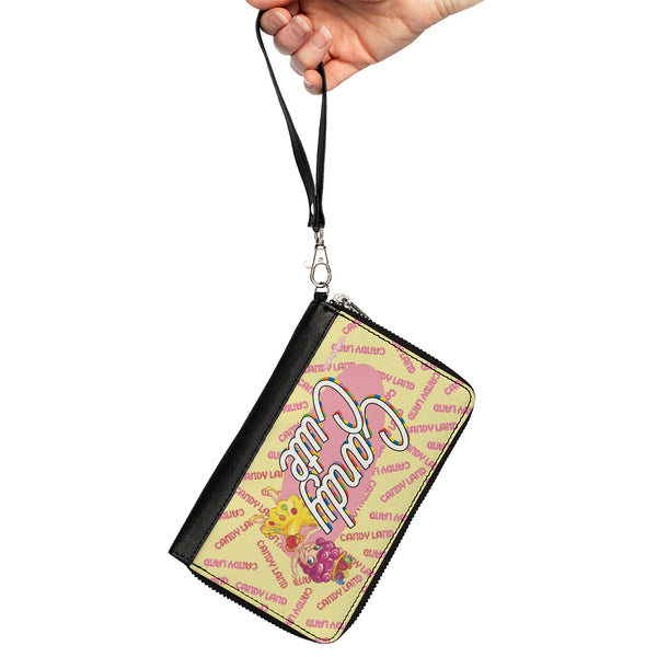 Buckle-Down PU Zip Around Wallet Rectangle - Candy Land CANDY CUTE Princess Lolly Pose And Logo Yellow/Pinks