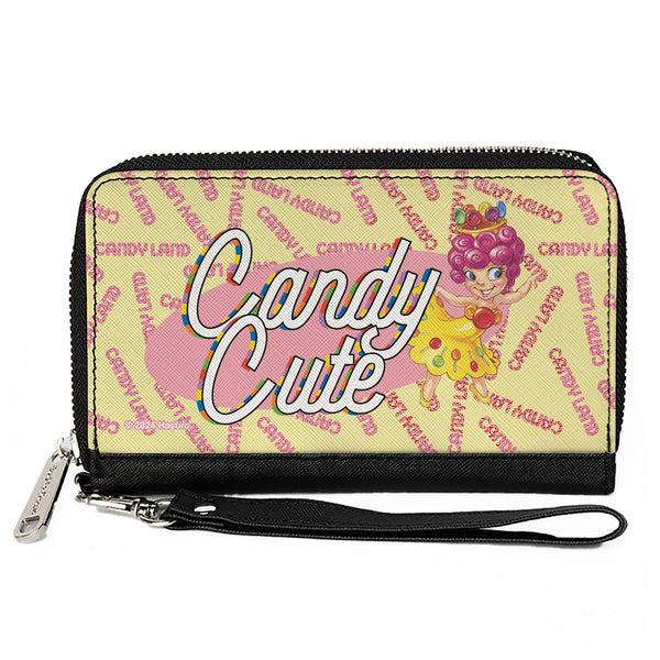 Buckle-Down PU Zip Around Wallet Rectangle - Candy Land CANDY CUTE Princess Lolly Pose and Logo Yellow/Pinks