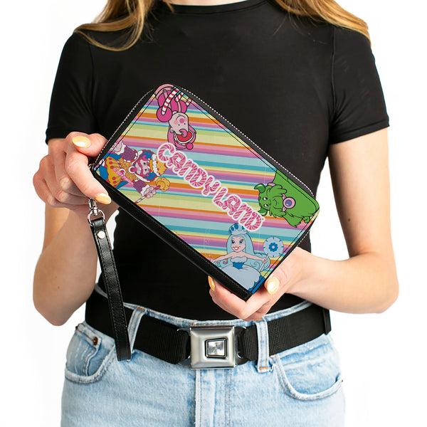 Buckle-Down PU Zip Around Wallet Rectangle - CANDY LAND Characters And Title Logo Stripe Multi Color