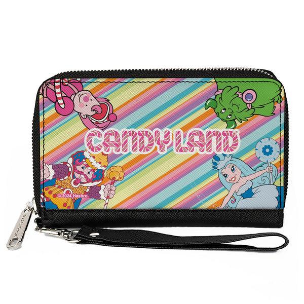 Buckle-Down PU Zip Around Wallet Rectangle - CANDY LAND Characters and Title Logo Stripe Multi Color