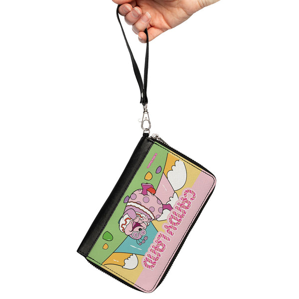 Buckle-Down PU Zip Around Wallet Rectangle - Candy Land Jolly Laughing Pose And Gum Drop Mountains Multi Color
