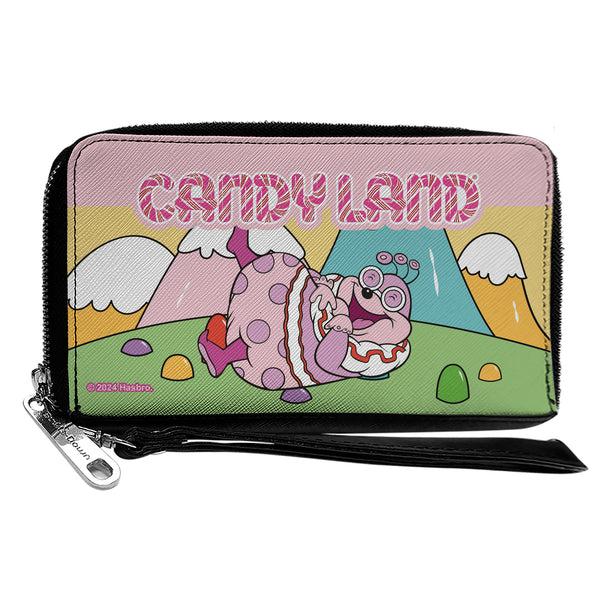 Buckle-Down PU Zip Around Wallet Rectangle - Candy Land Jolly Laughing Pose and Gum Drop Mountains Multi Color
