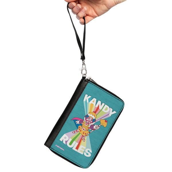 Buckle-Down PU Zip Around Wallet Rectangle - Candy Land KANDY RULES King Kandy Pose Teal/Multi Color