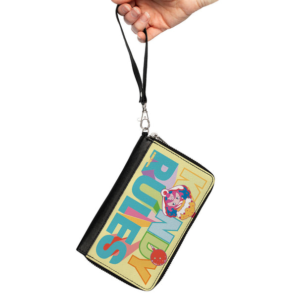 Buckle-Down PU Zip Around Wallet Rectangle - Candy Land KANDY RULES King Kandy Face Yellow/Multi Color