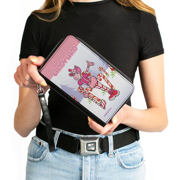 Buckle-Down PU Zip Around Wallet Rectangle - CANDY LAND Mr. Mint Peppermint Forest Pose Multi Color
